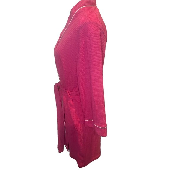 Jones New York Women's PINK W/ White Trim Waffle Knit Polyester Robe SZ L/XL - Picture 5 of 8